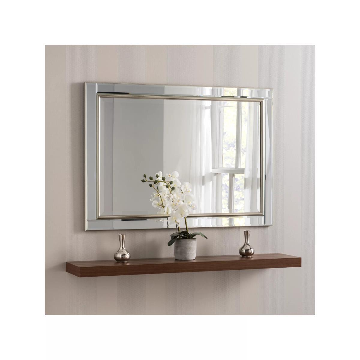 Rectangular Wood Framed Wall Mirror, Champagne – image 2