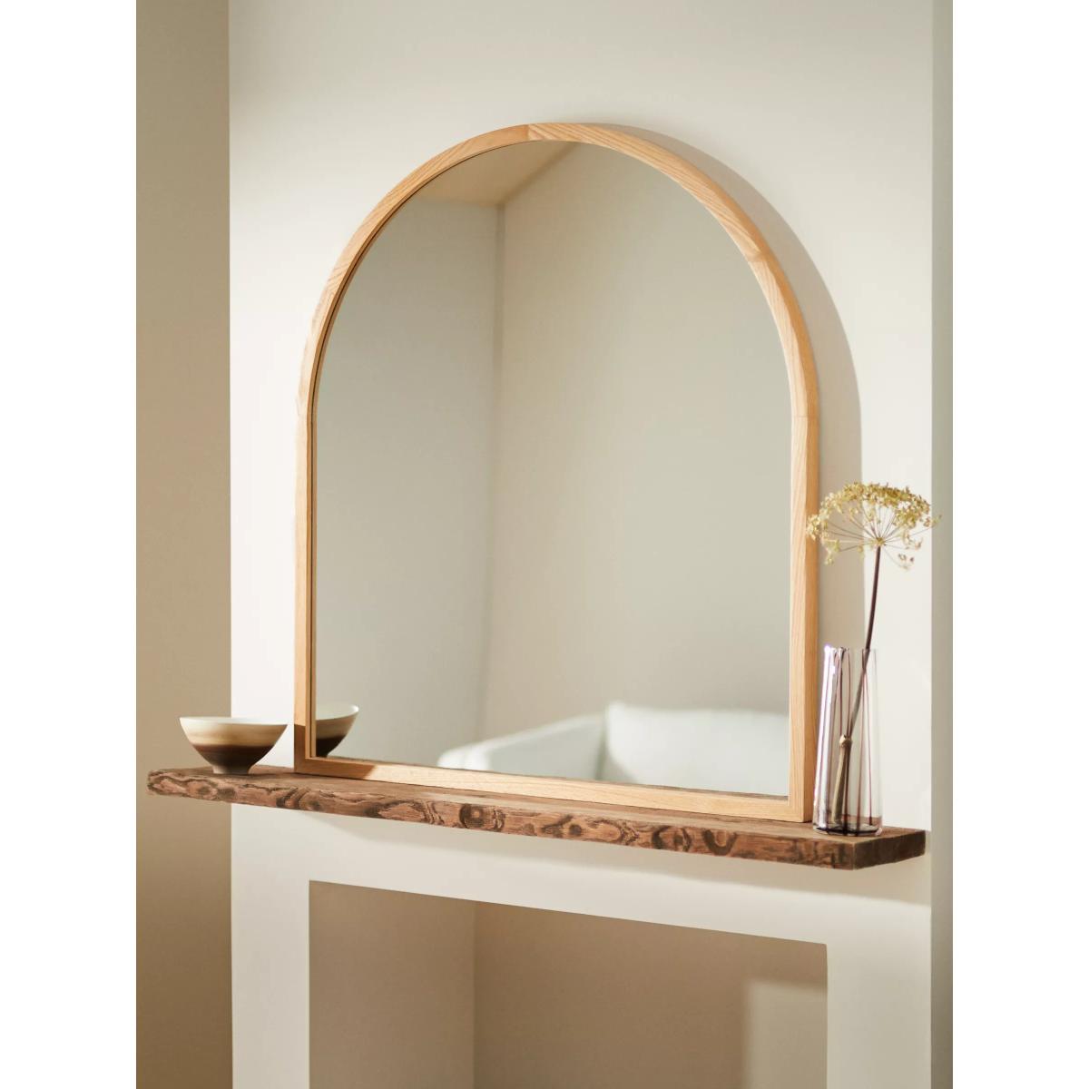 John Lewis Slim Solid Oak Wood Overmantle Mirror, 90 x 100cm – image 3