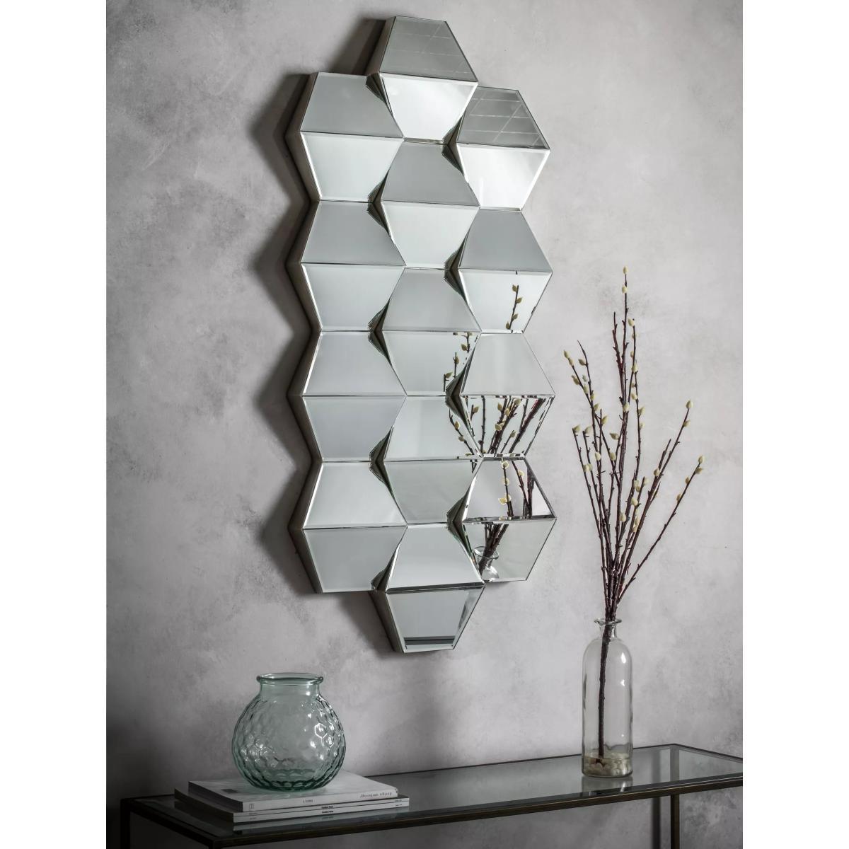 Angled Glass Panels Wall Mirror, 110 x 50cm, Clear – image 5