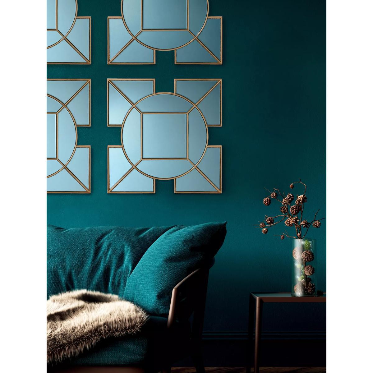 Där Lyshia Decorative Geometric Glass Wall Mirror, 60 x 60cm, Gold – image 4