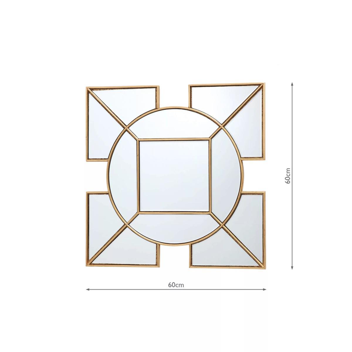 Där Lyshia Decorative Geometric Glass Wall Mirror, 60 x 60cm, Gold – image 5