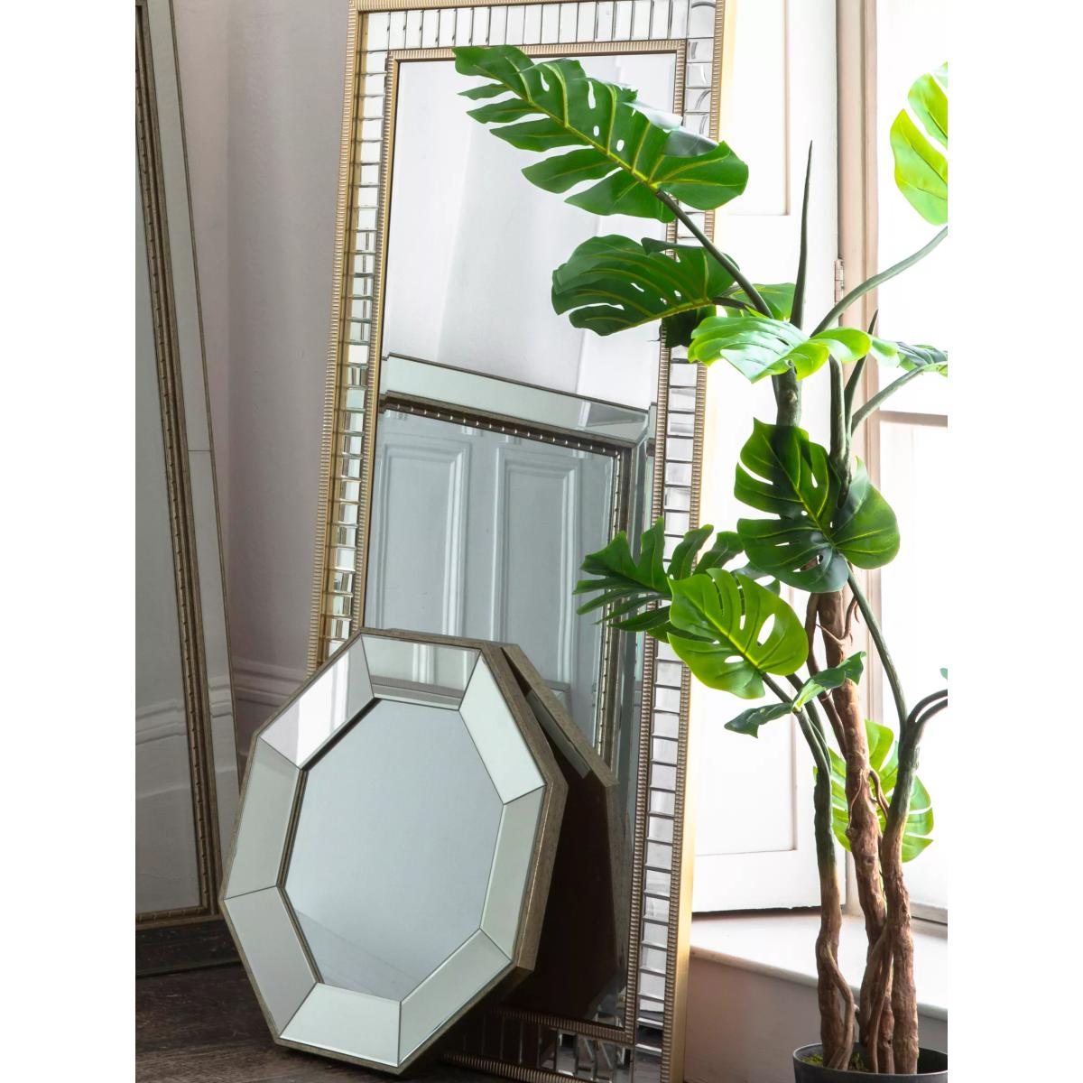 Carlota Rectangular Bevelled Glass Frame Leaner / Wall Mirror, 156 x 76cm, Gold – image 2