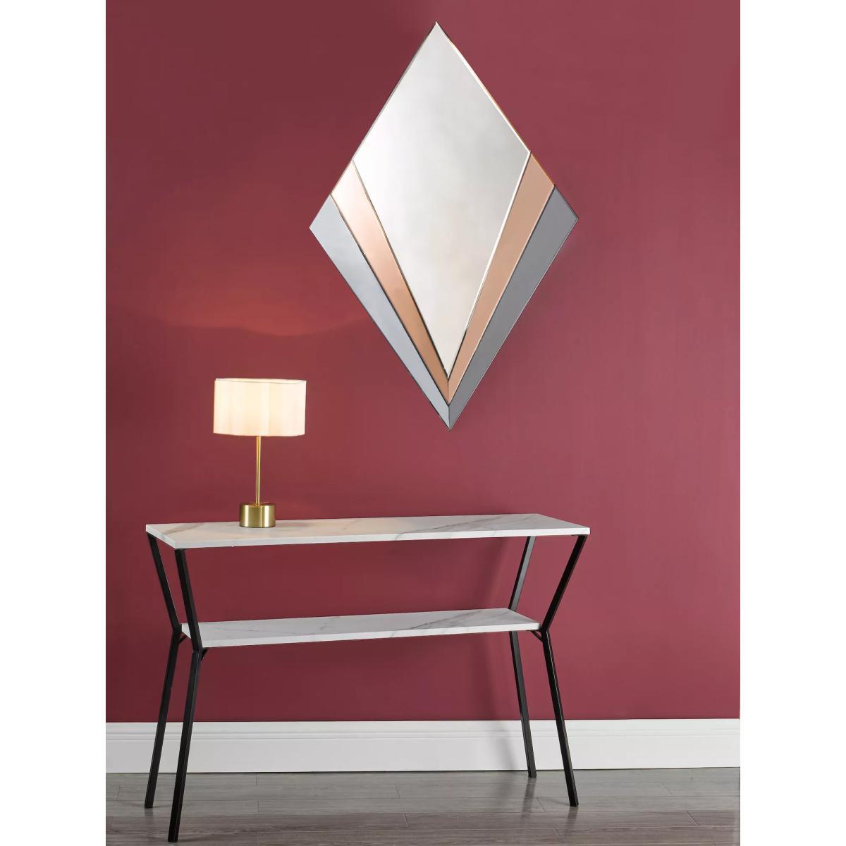 Där Fiachra Geometric Diamond Wall Mirror, 120 x 80cm, Rose Gold/Smoke Grey – image 4