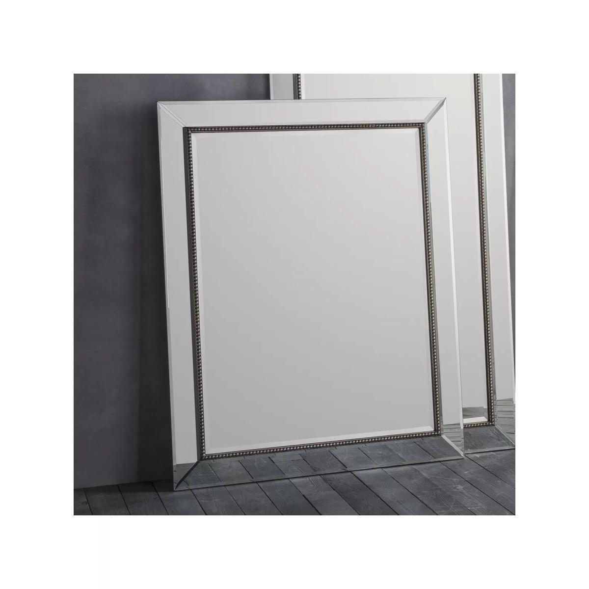 Regent Rectangular Beaded Glass Frame Wall Mirror, 120 x 95cm, Clear – image 2