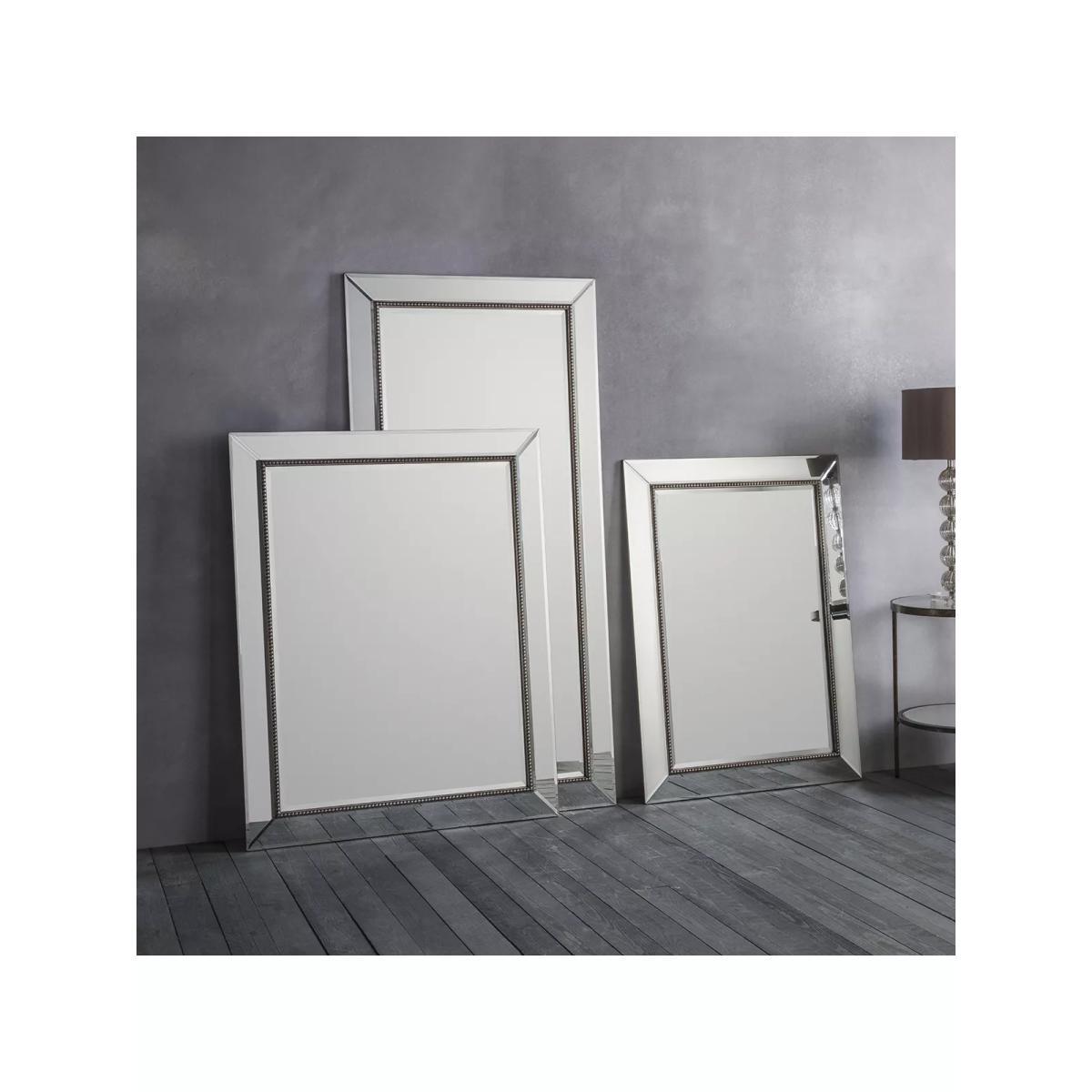 Regent Rectangular Beaded Glass Frame Wall Mirror, 120 x 95cm, Clear – image 4