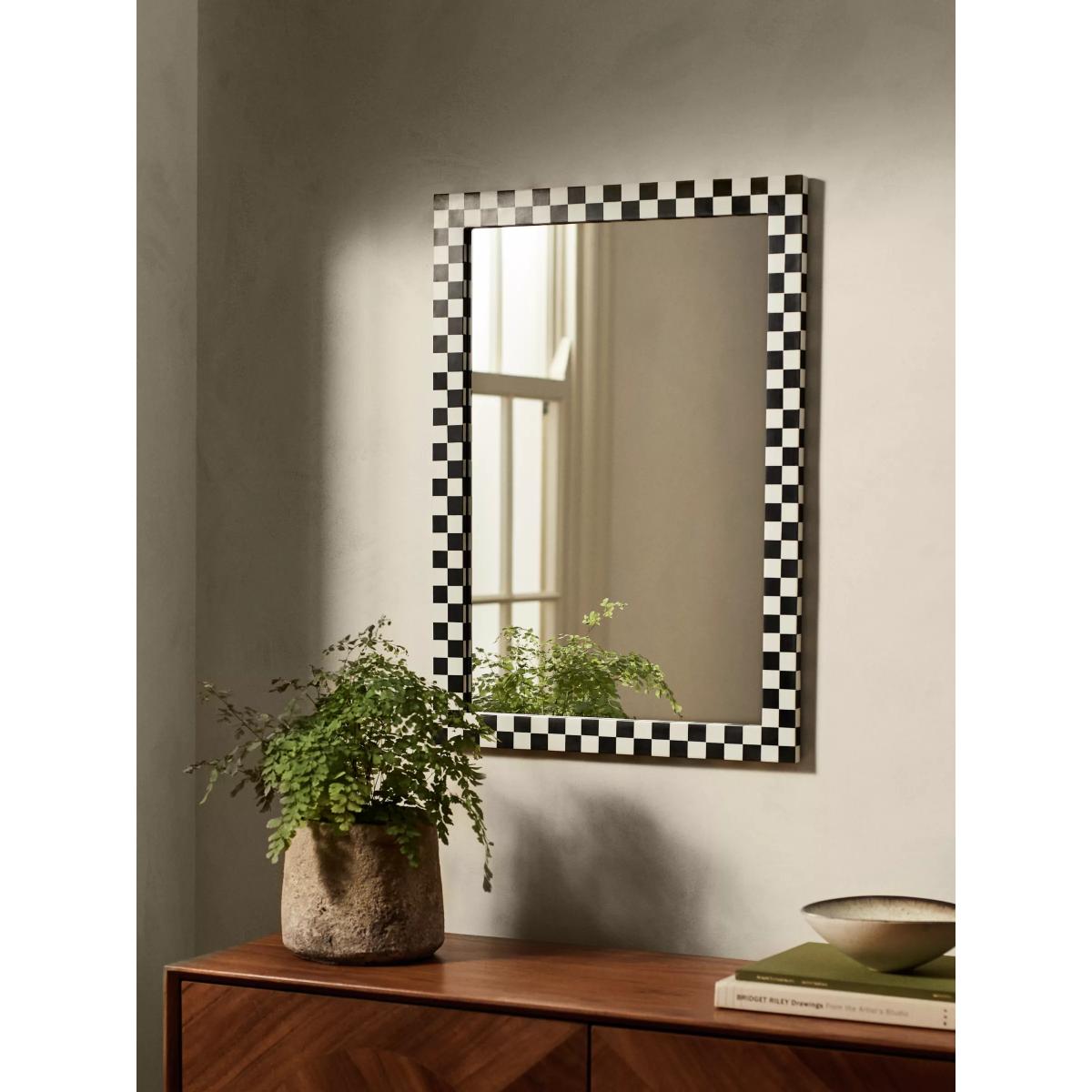 John Lewis Checkerboard Rectangular Wall Mirror, 72 x 50cm, Black/White – image 2