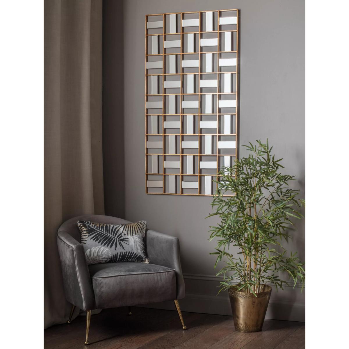 Honeycomb Rectangular Wall Mirror, 132 x 73cm, Gold – image 5