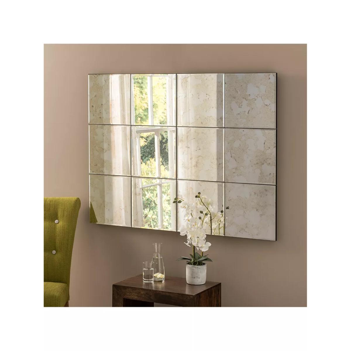 Yearn Manhattan Bevelled Glass Tile Rectangular Wall Mirror, 123 x 92cm, Clear – image 3