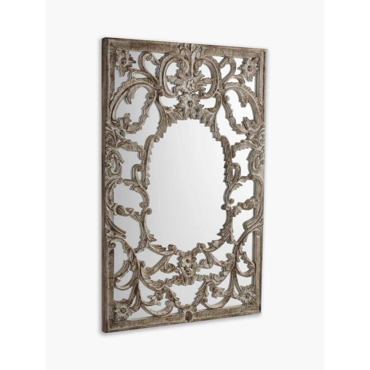 Decorative Leaves Rectangular Wall Mirror, 90 x 60cm, Natural – image 2