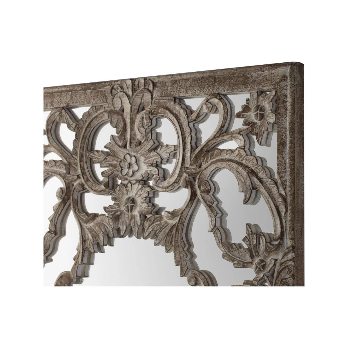 Decorative Leaves Rectangular Wall Mirror, 90 x 60cm, Natural – image 3