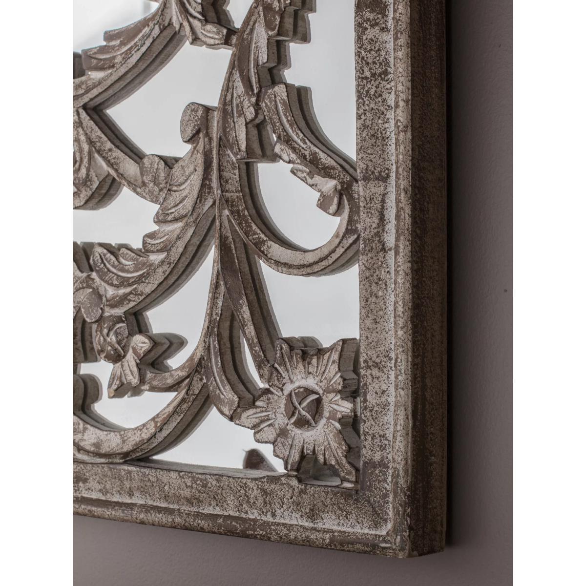 Decorative Leaves Rectangular Wall Mirror, 90 x 60cm, Natural – image 6