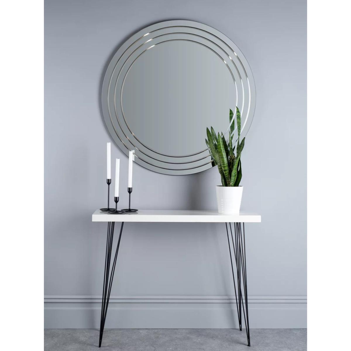 Där Meora Round Glass Wall Mirror, 100cm, Clear – image 6