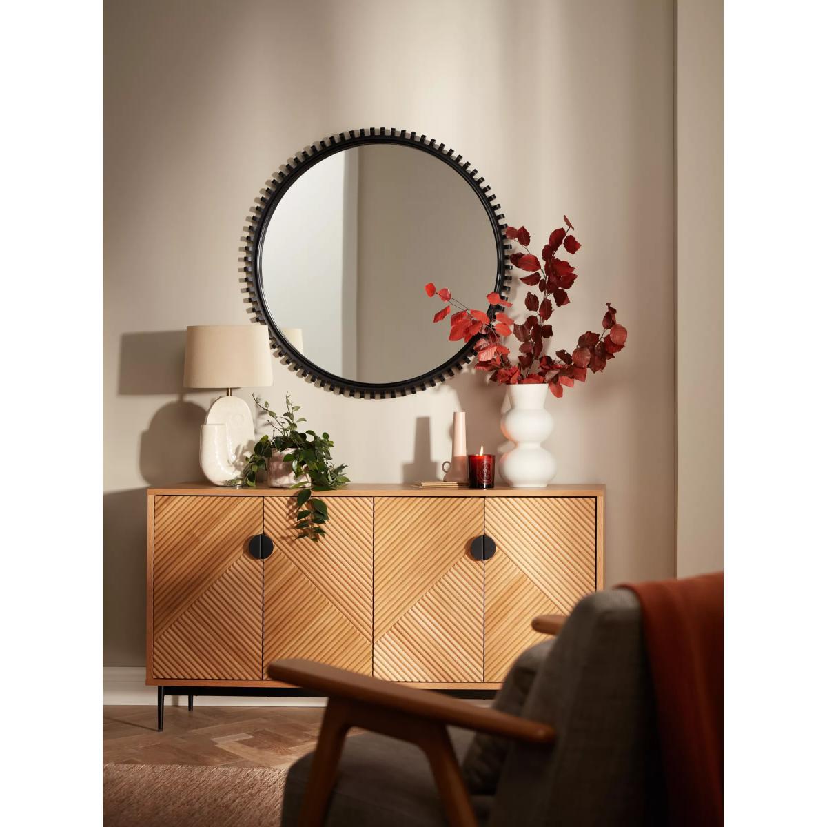 John Lewis & Partners Cogs Round Frame Wall Mirror, 90cm, Black – image 4