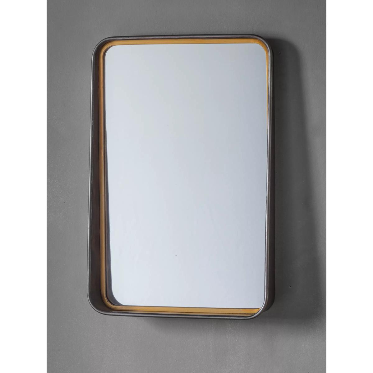 Earl Rectangular Rounded Corners Metal Frame Mirror, 62 x 41.5cm, Bronze/Gold – image 2