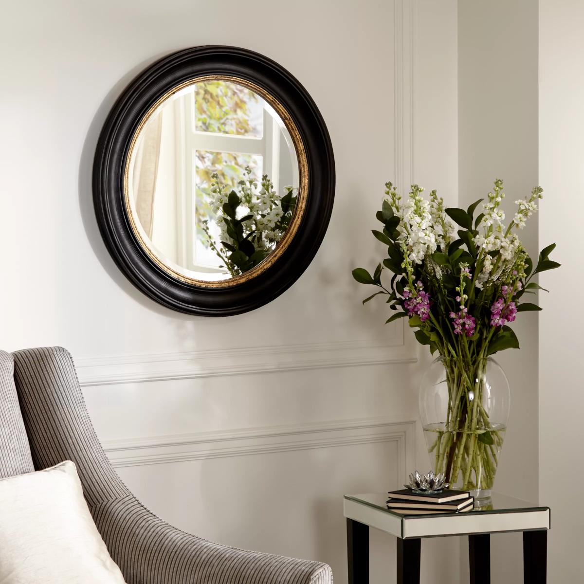 John Lewis & Partners Circle Wall Mirror, Dia.68cm, Black/Gold – image 4