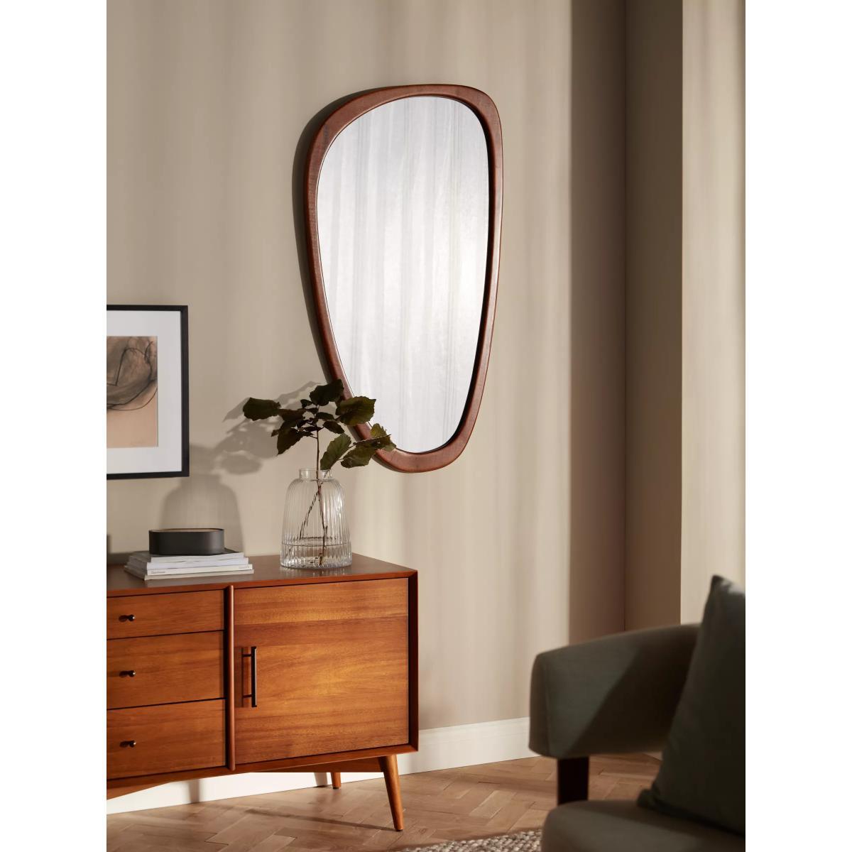 John Lewis & Partners Asymmetrical Shaped Wood Frame Wall Mirror, 115 x 65cm, Natural – image 4