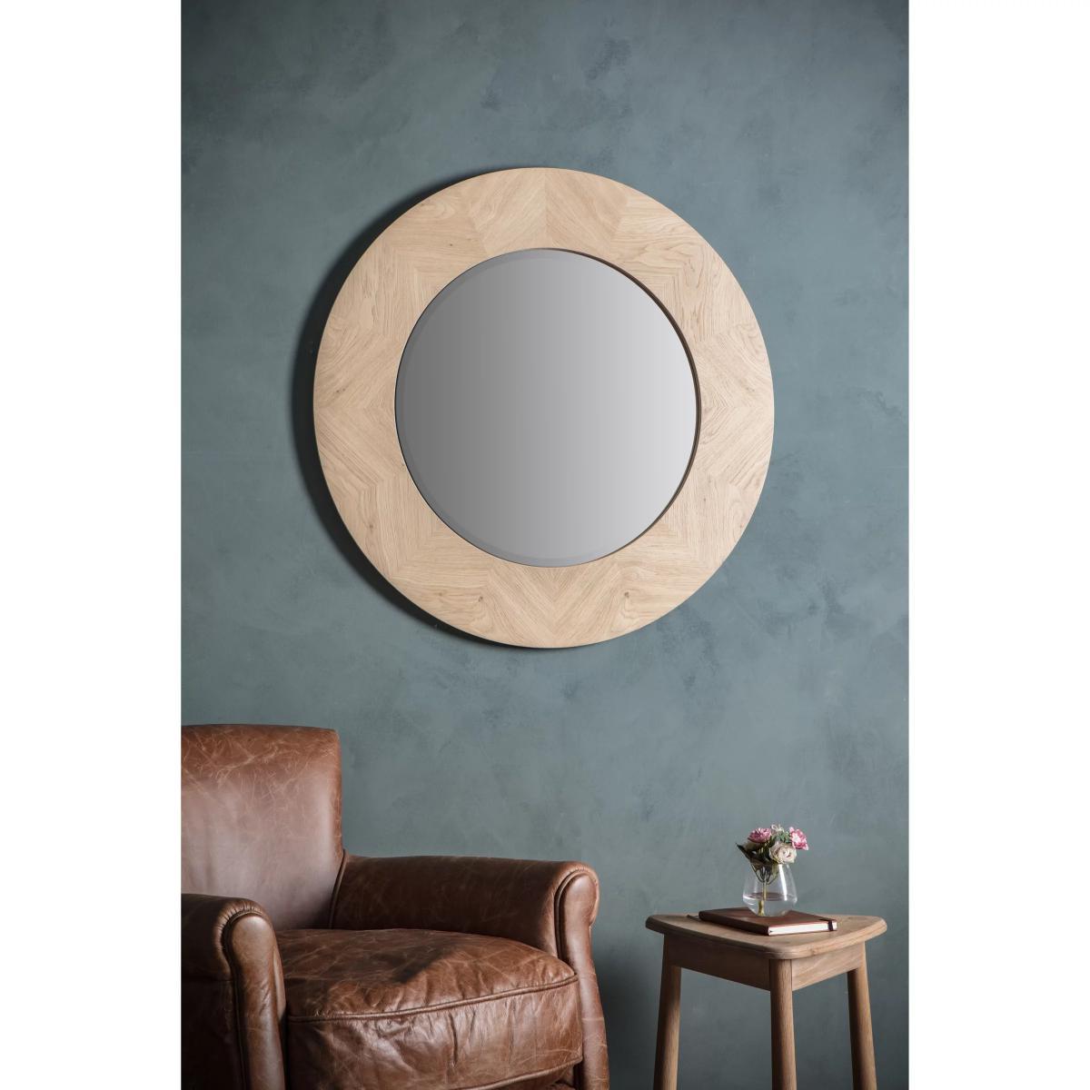 Tapio Wood Inlay Round Mirror, 90cm, Oak – image 5