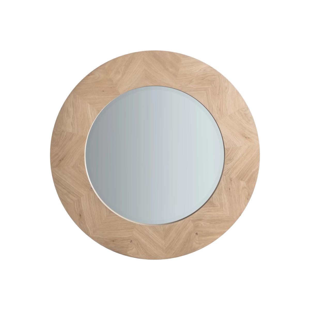 Tapio Wood Inlay Round Mirror, 90cm, Oak – image 1