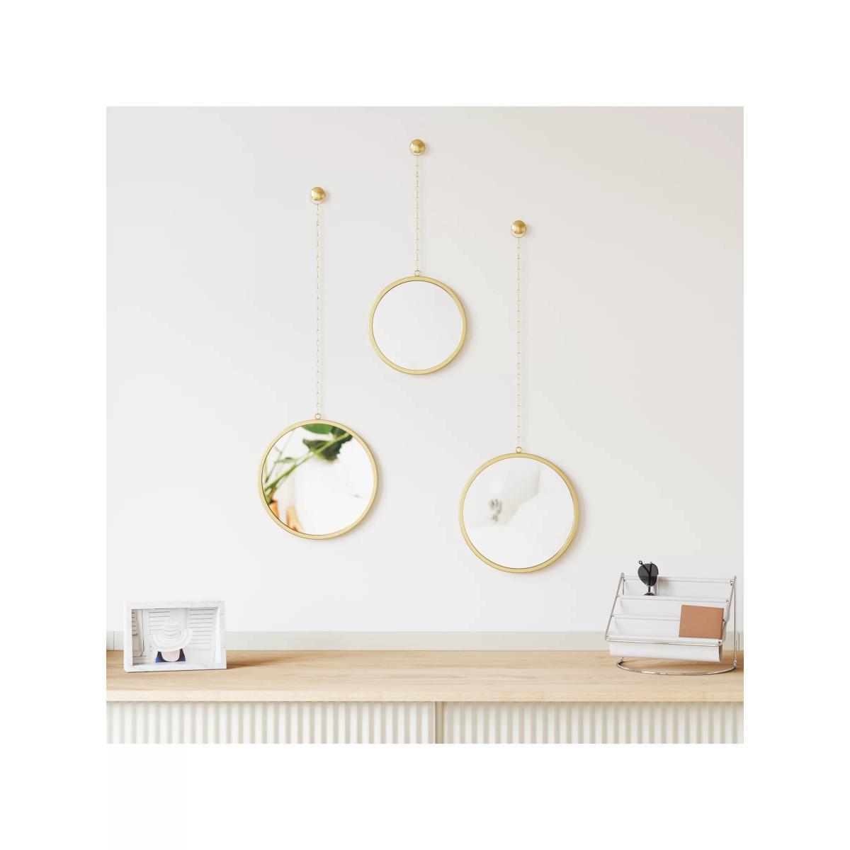 Umbra Dima Round Mirrors, Set of 3, Brass – image 2