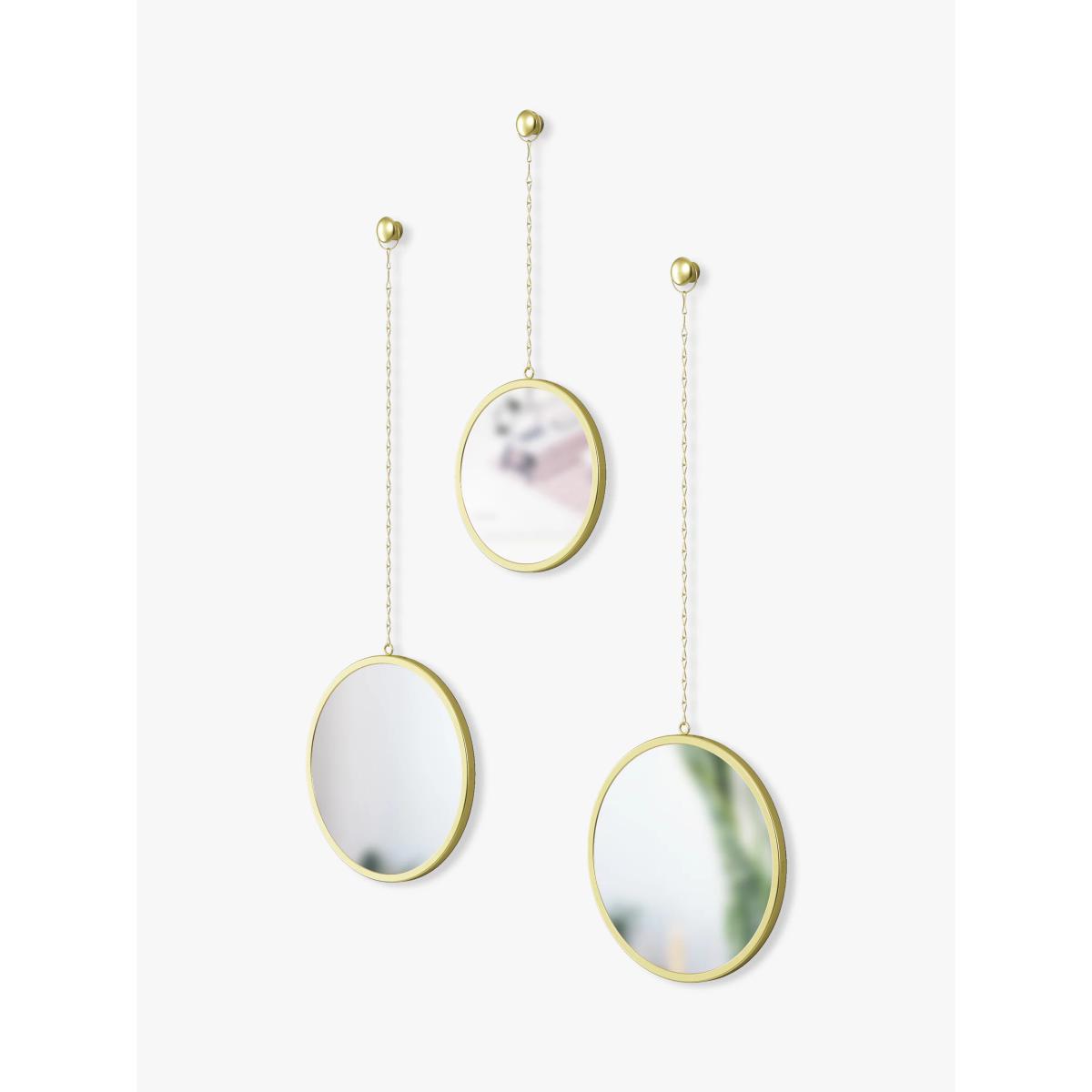Umbra Dima Round Mirrors, Set of 3, Brass – image 3