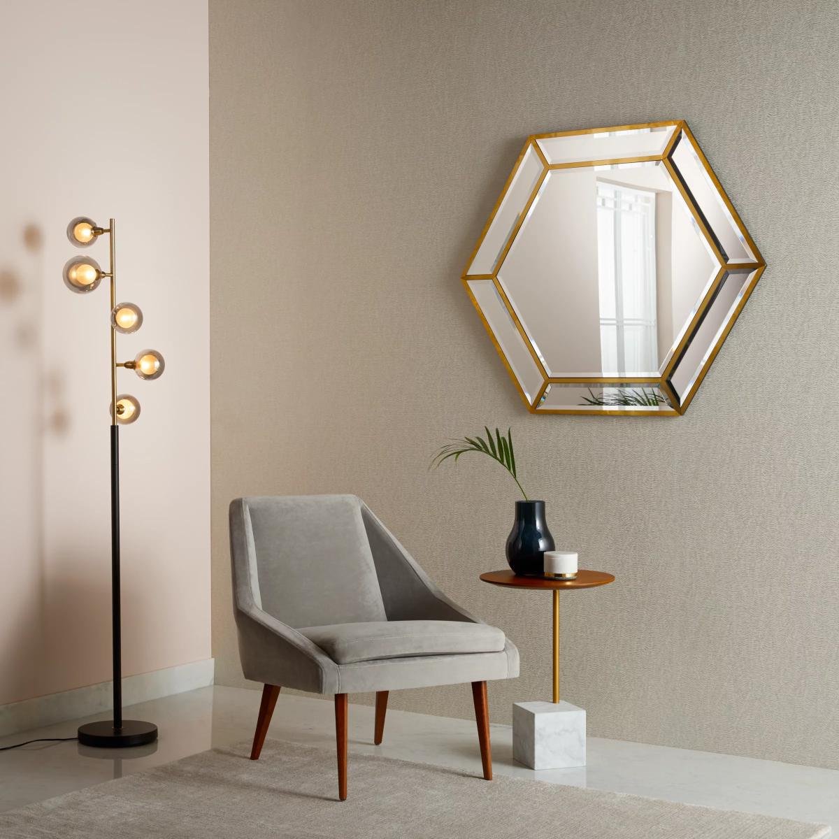John Lewis & Partners Deco Hexagon Wall Mirror, 103 x 89cm, Gold – image 4