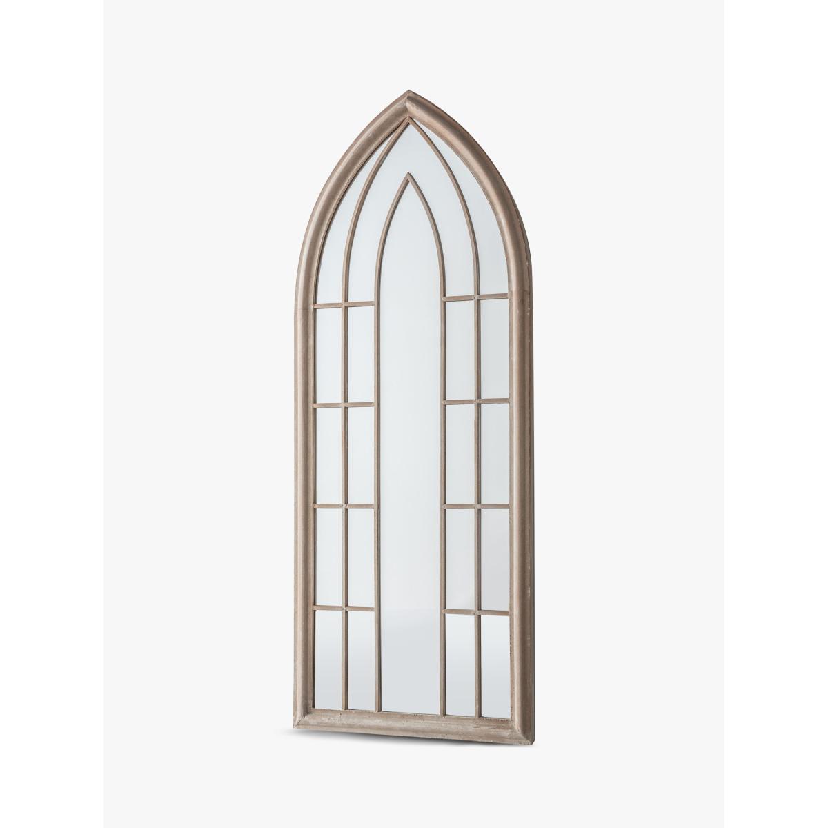 Church Arch Window Metal Frame Indoor/Outdoor Wall Mirror, 152.5 x 59.5cm, Taupe – image 2