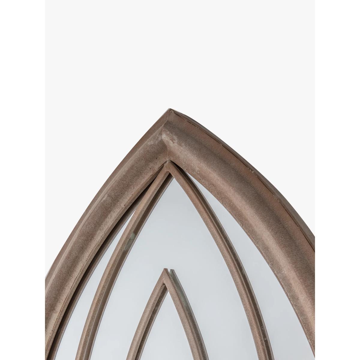Church Arch Window Metal Frame Indoor/Outdoor Wall Mirror, 152.5 x 59.5cm, Taupe – image 6