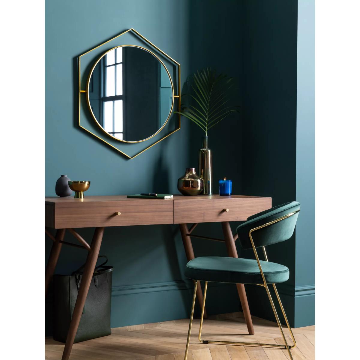 John Lewis & Partners + Swoon Beauvoir Hexagon Metal Frame Wall Mirror, 75 x 65cm, Gold – image 2