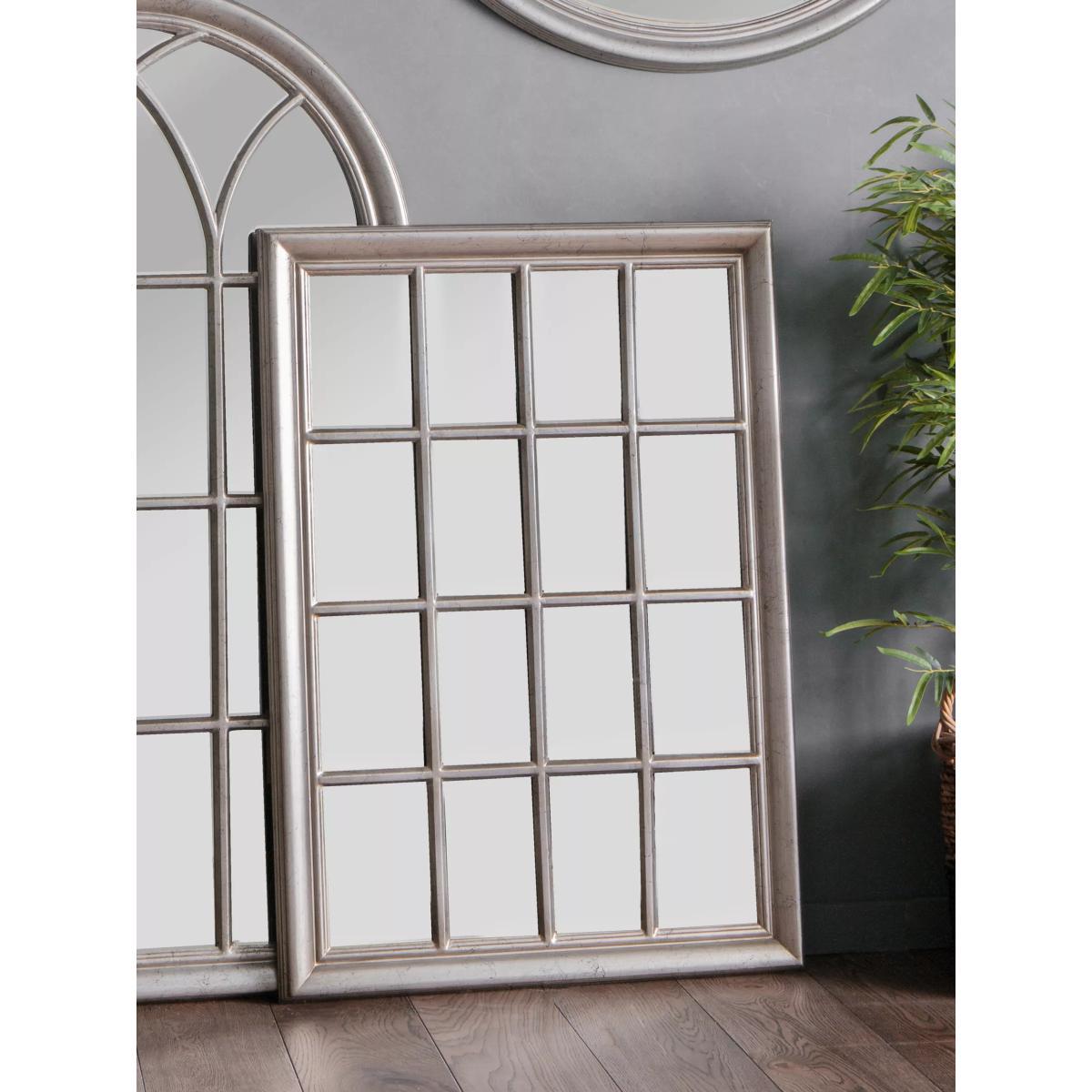 Ashmore Rectangular Window Frame Wall Mirror, 106 x 75.5cm, Silver – image 2