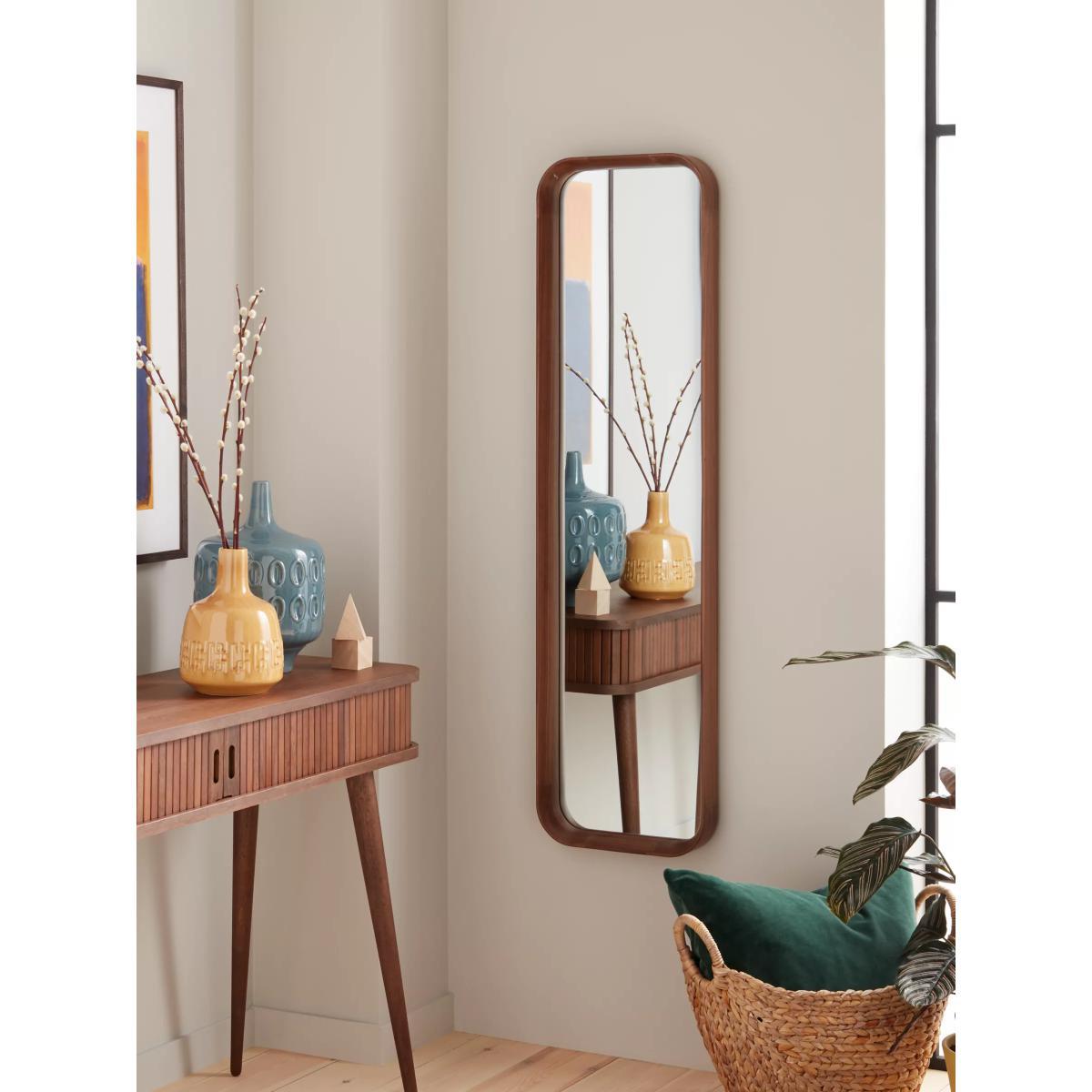 John Lewis & Partners Astrid Rounded Corner Mirror, Walnut Wood, 123 x 33cm – image 2
