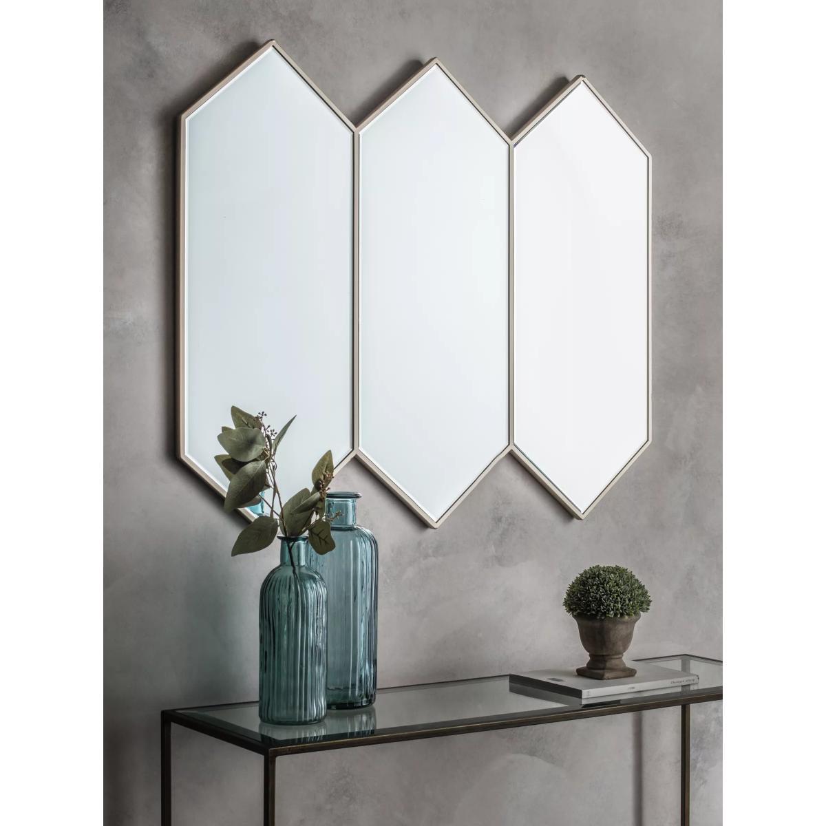 Triple Hexagon Wall Mirror, 100 x 83cm, Grey – image 5