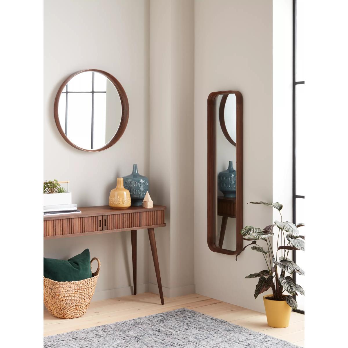John Lewis & Partners Astrid Round Mirror, Walnut Wood, 64cm – image 5