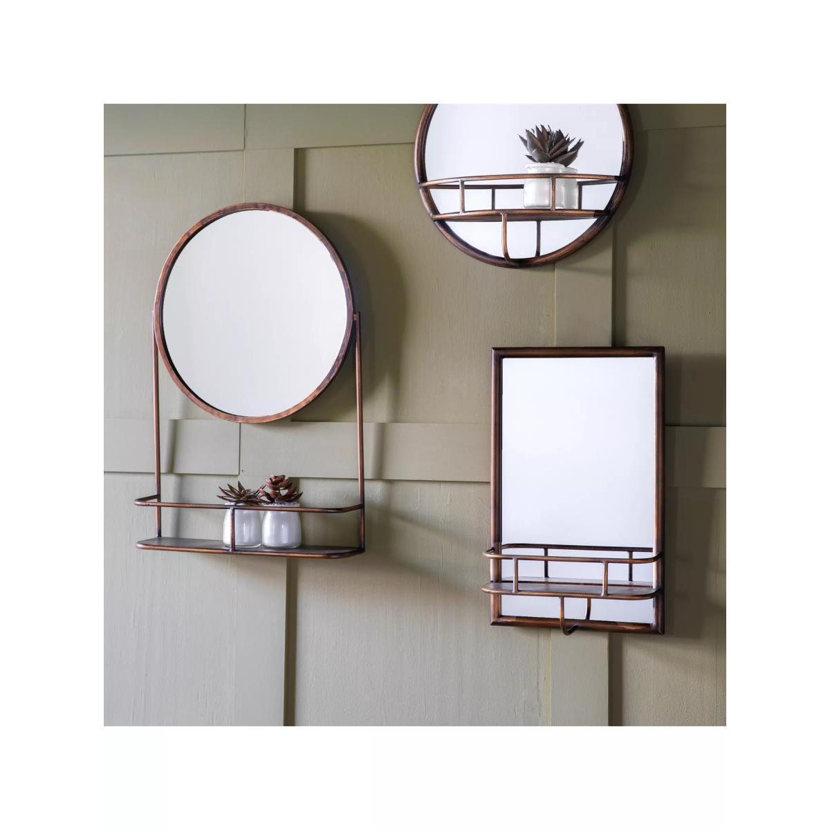 Gallery Direct Milton Rectangular Metal Wall Mirror & Shelf, 48 x 30cm – image 2