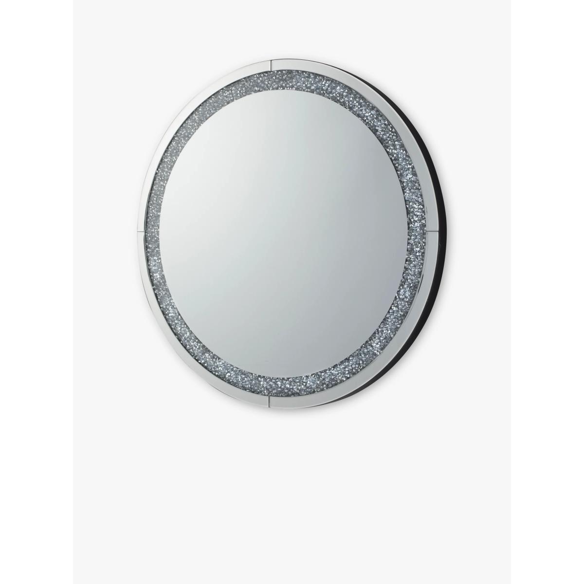 Glitz Round Wall Mirror, 90cm, Clear/Silver – image 2