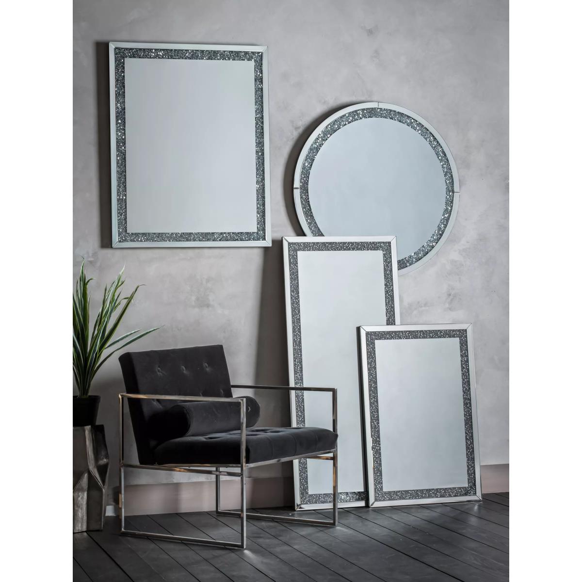 Glitz Round Wall Mirror, 90cm, Clear/Silver – image 5