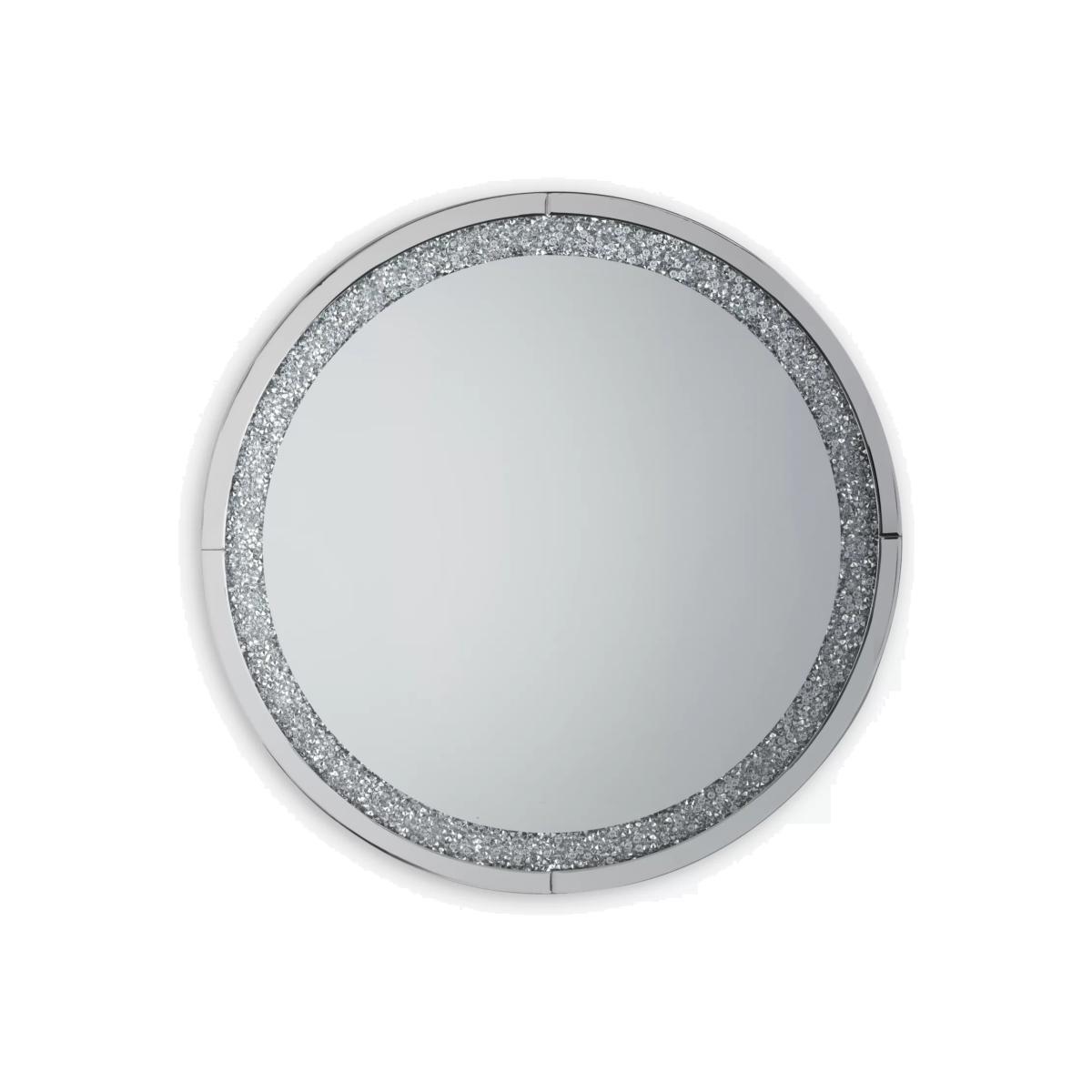 Glitz Round Wall Mirror, 90cm, Clear/Silver – image 1