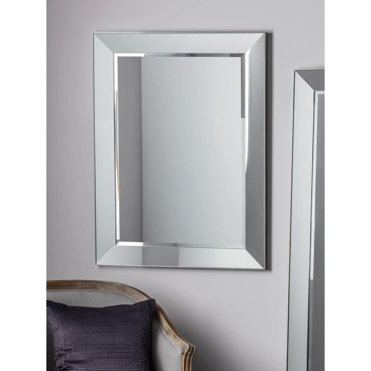 Bertoni Rectangular Glass Frame Mirror, 109 x 81cm, Silver – image 2