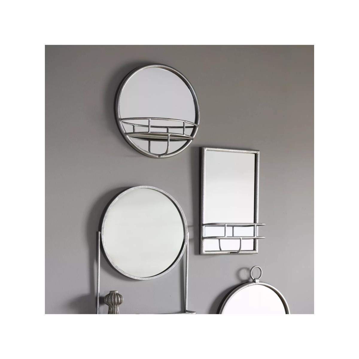 Gallery Direct Milton Round Metal Wall Mirror & Shelf, 40cm – image 3