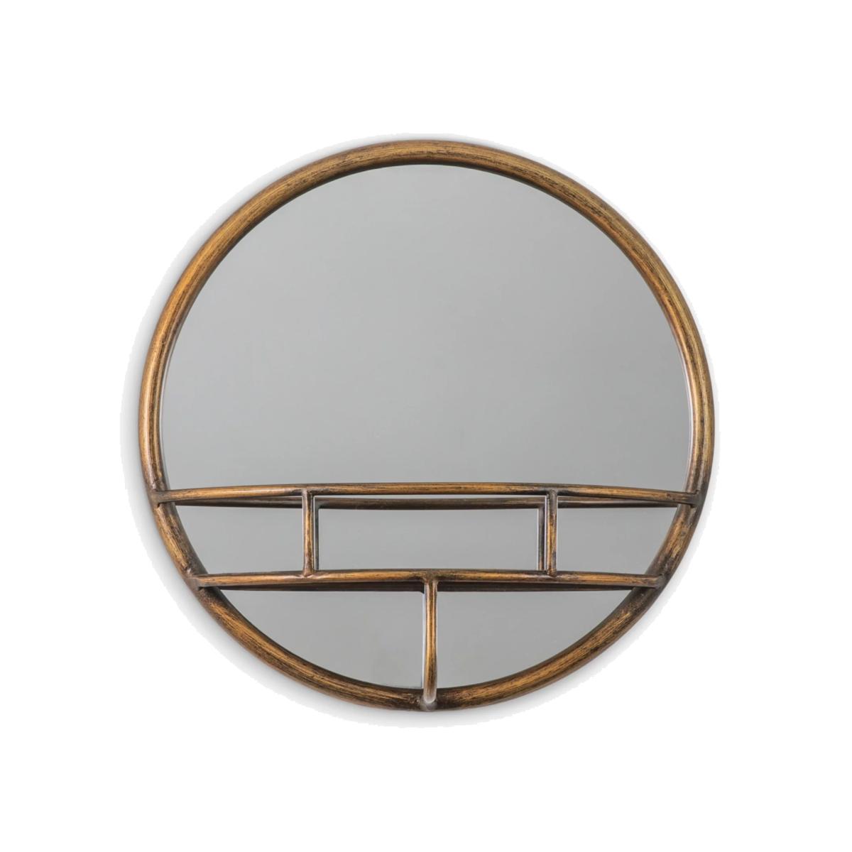 Gallery Direct Milton Round Metal Wall Mirror & Shelf, 40cm – image 1