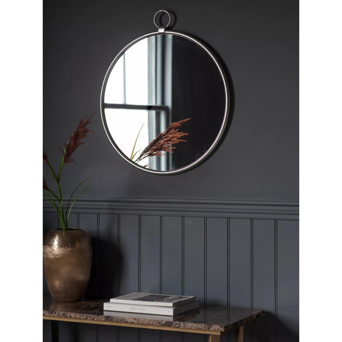 Bayswater Round Metal Frame Wall Mirror, 61cm, Silver – image 2