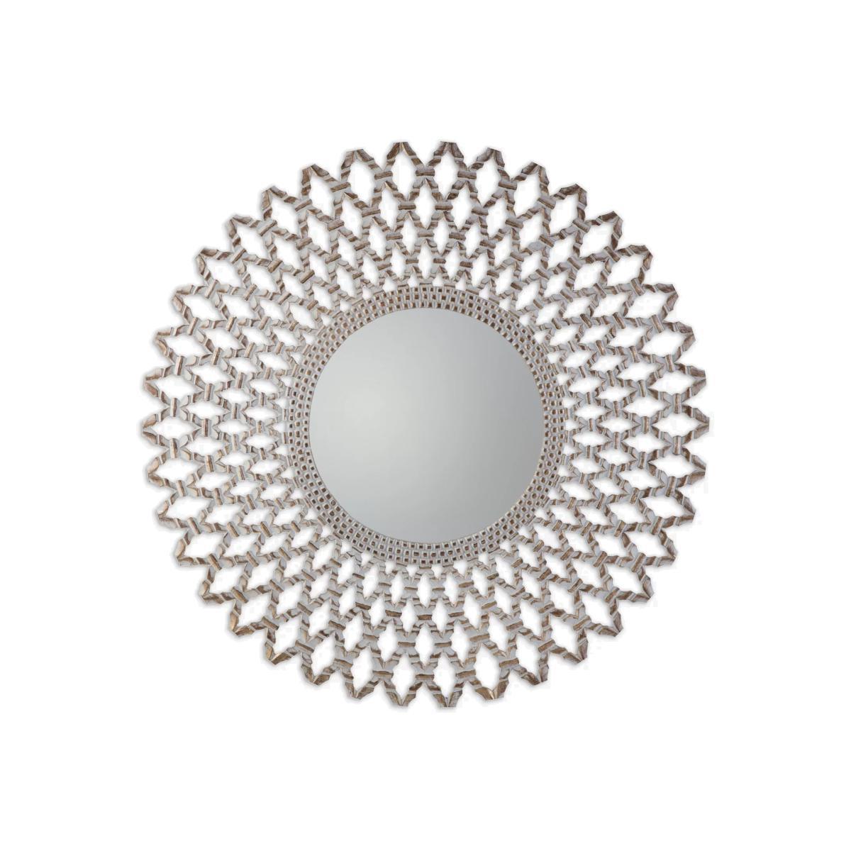 Bharta Large Round Wood Frame Mirror, 120cm, SIlver – image 1