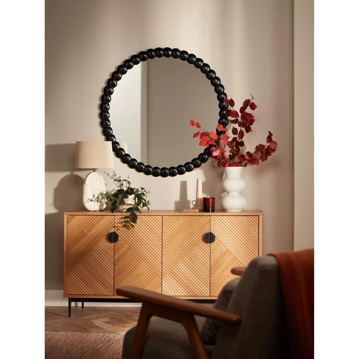 John Lewis & Partners Beaded Ball Round Wall Mirror, 100cm, Black – image 4
