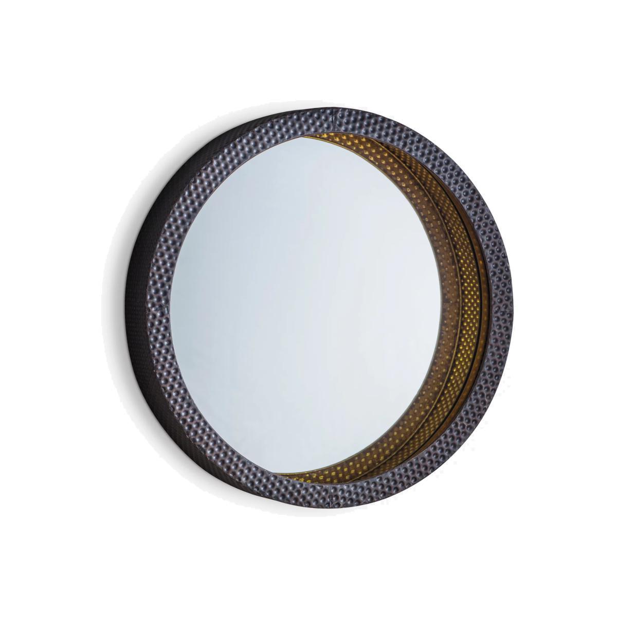 Sparks Round Textured Metal Frame Wall Mirror, 51cm, Charcoal