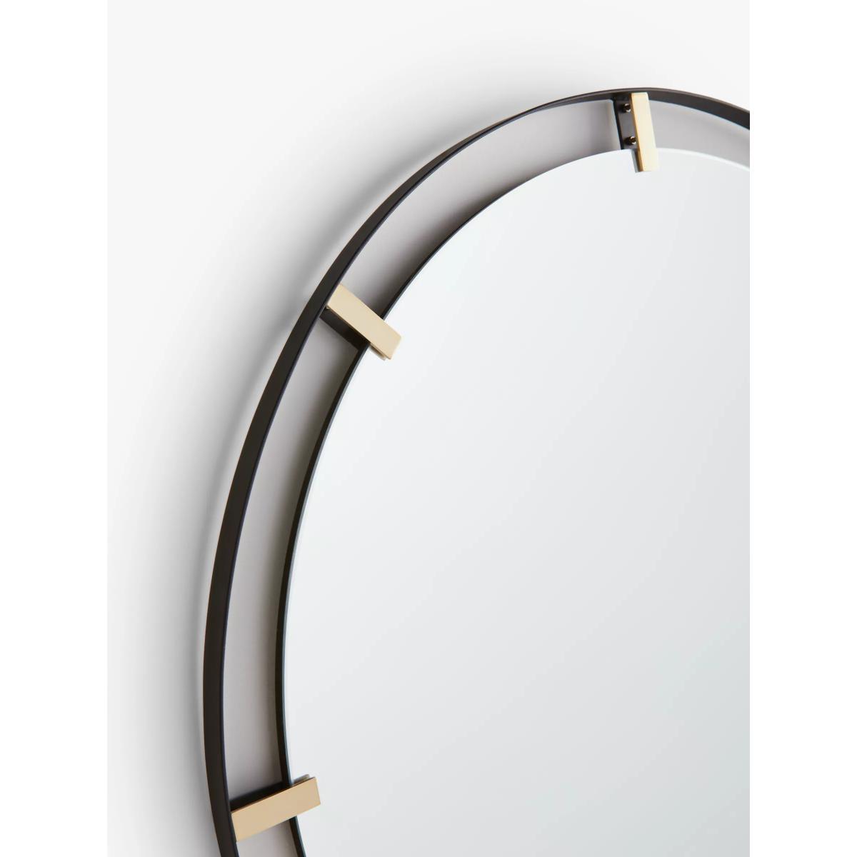 John Lewis & Partners Metal Clip Round Wall Mirror, 92cm, Black/Gold – image 2