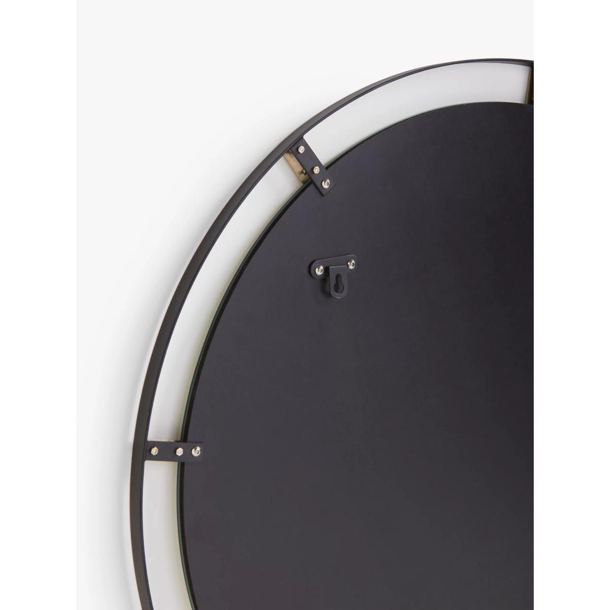 John Lewis & Partners Metal Clip Round Wall Mirror, 92cm, Black/Gold – image 3