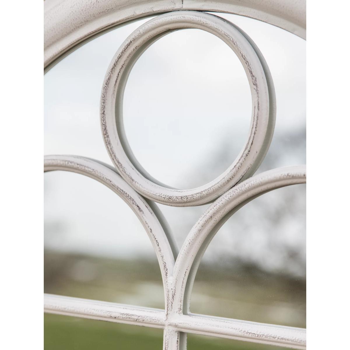 Classic Arch Window Metal Frame Indoor/Outdoor Wall Mirror, 100 x 61cm, Distressed White – image 7