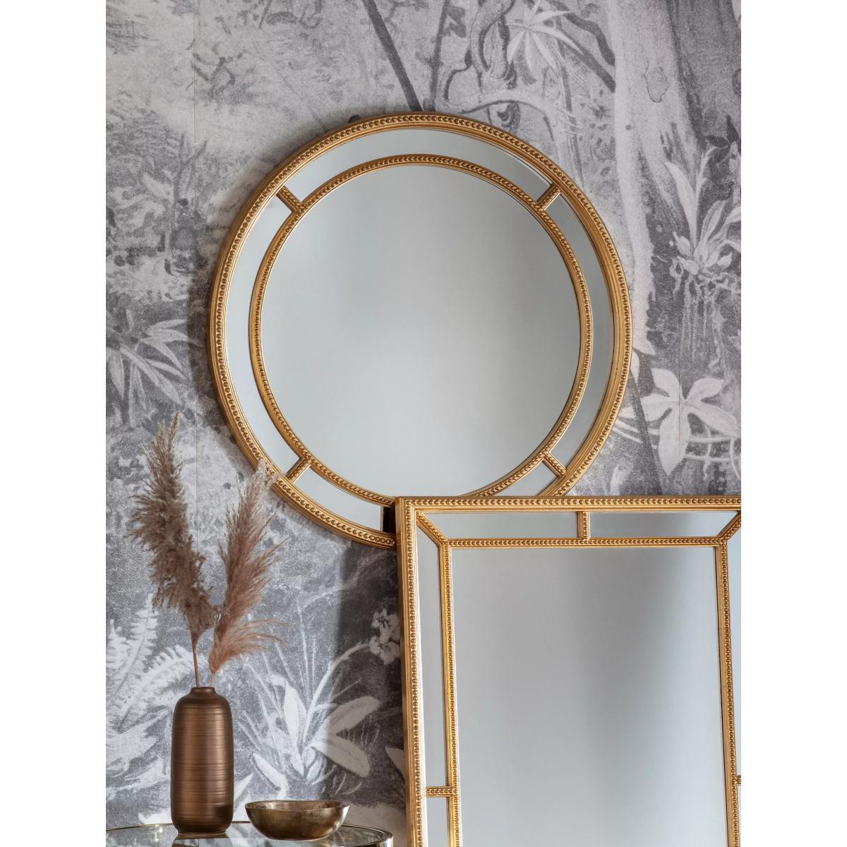 Sinatra Round Decorative Beaded Wall Mirror, 90cm, Gold – image 2