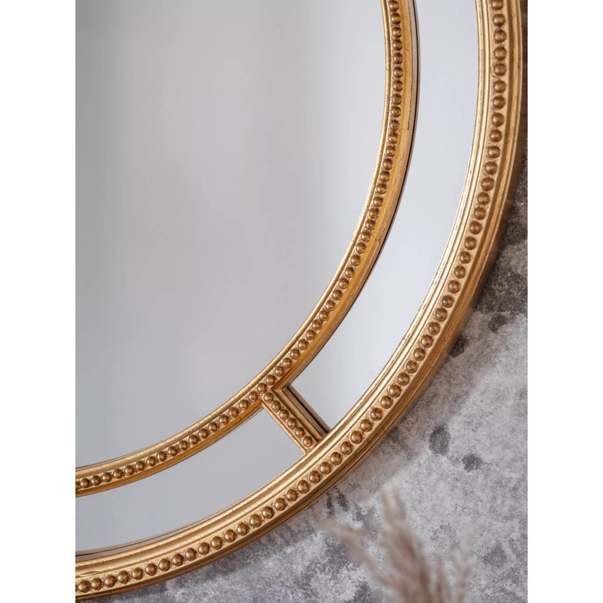 Sinatra Round Decorative Beaded Wall Mirror, 90cm, Gold – image 3