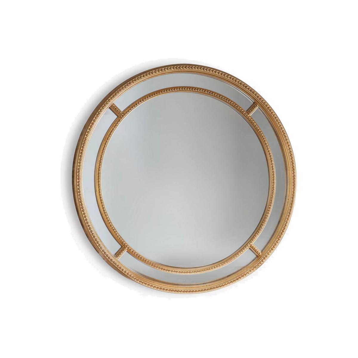 Sinatra Round Decorative Beaded Wall Mirror, 90cm, Gold – image 1