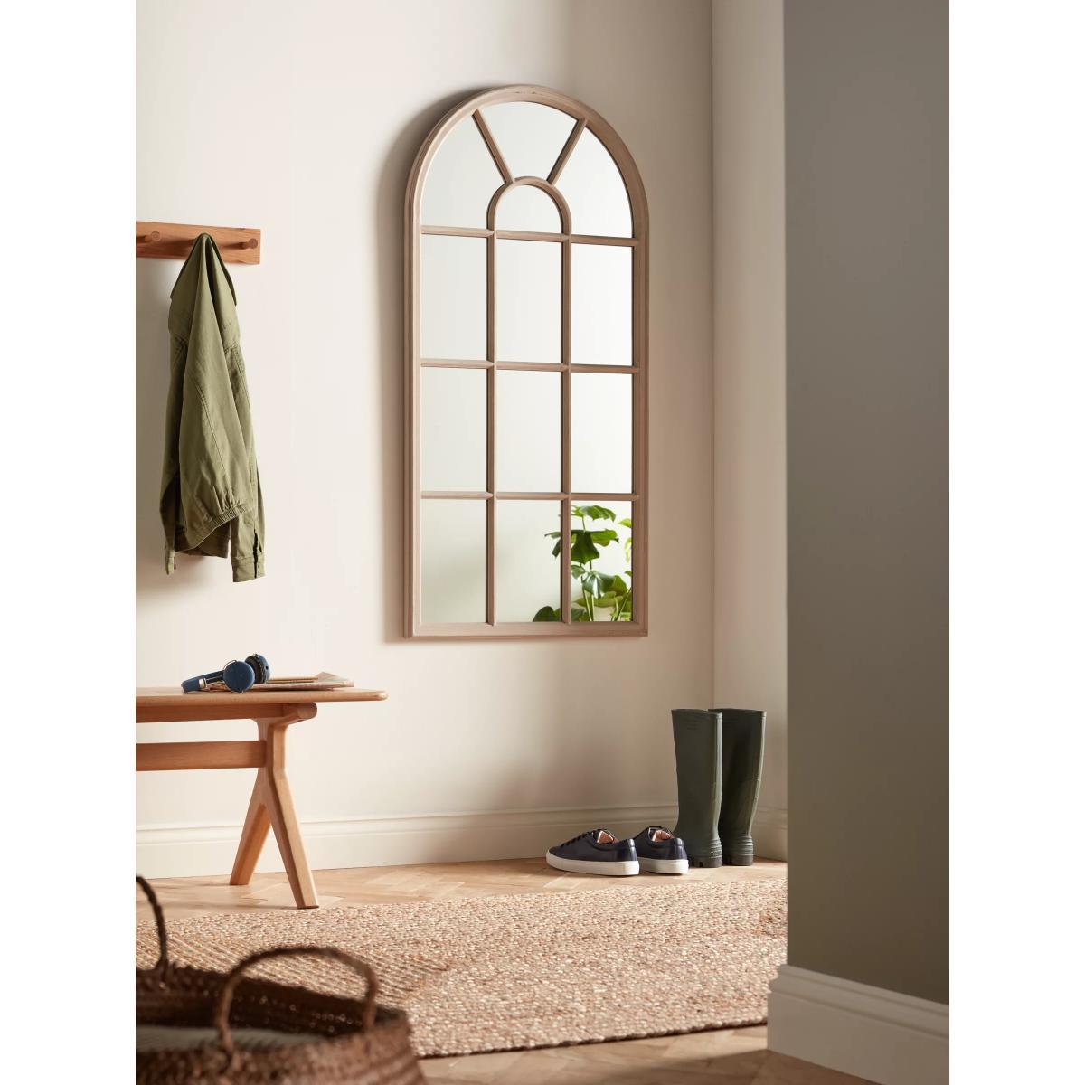 John Lewis & Partners Arched Wood Frame Window Wall Mirror, 140 x 70cm, Taupe – image 4